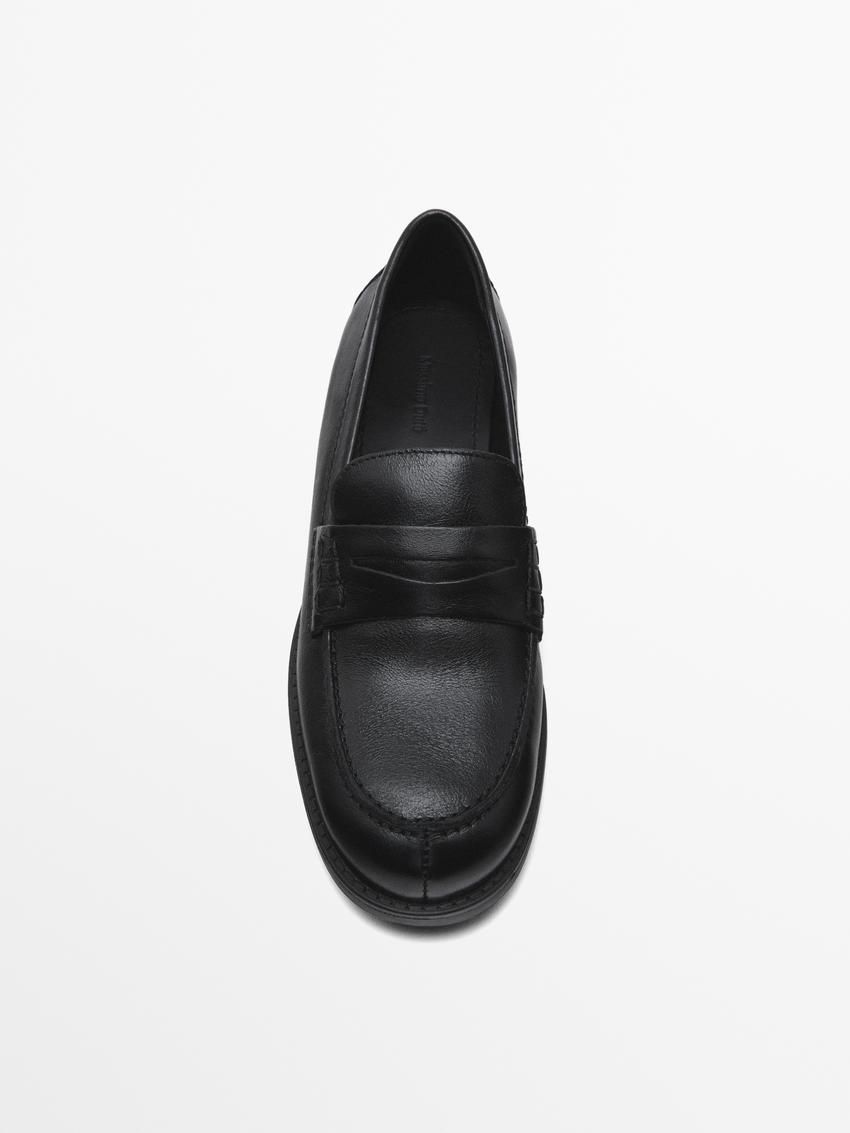 Massimo Dutti Leather Penny Women Loafers Black | US-QG4130562