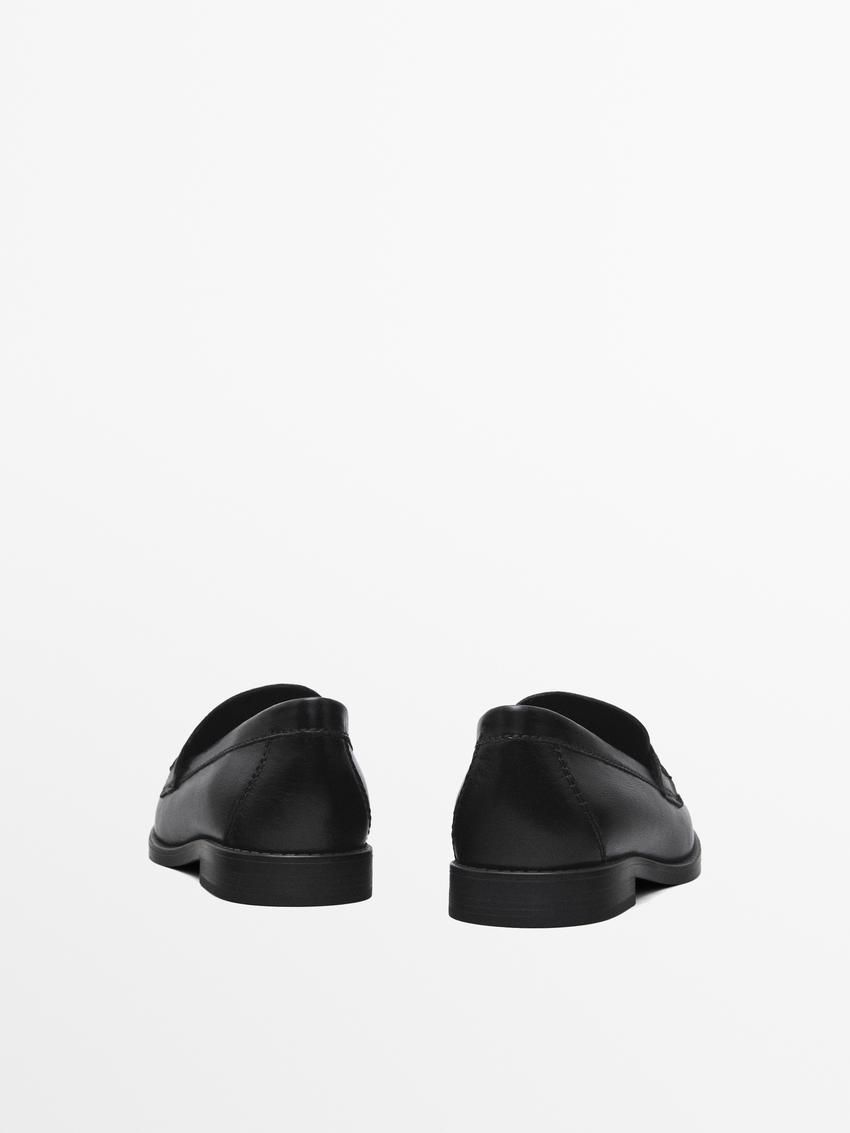 Massimo Dutti Leather Penny Women Loafers Black | US-QG4130562