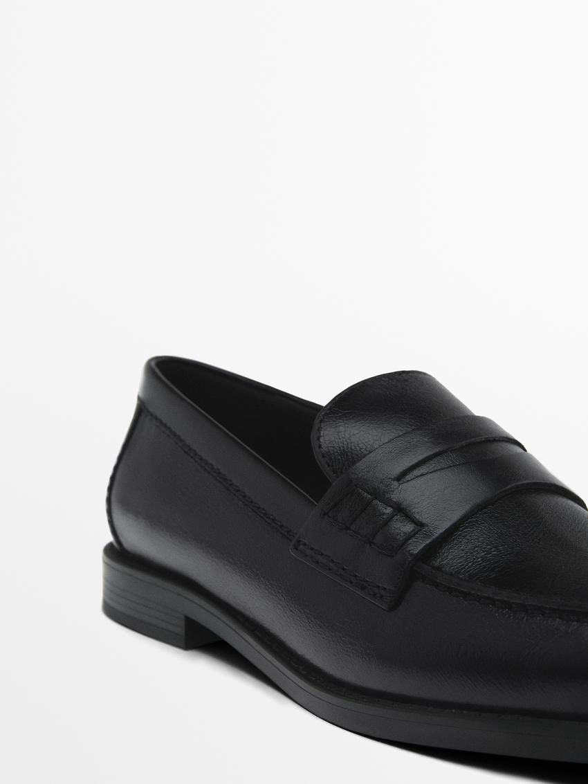 Massimo Dutti Leather Penny Women Loafers Black | US-QG4130562