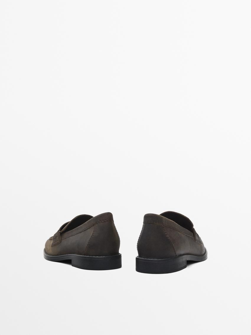 Massimo Dutti Leather Penny Women Loafers Dark Brown | US-AV7513089