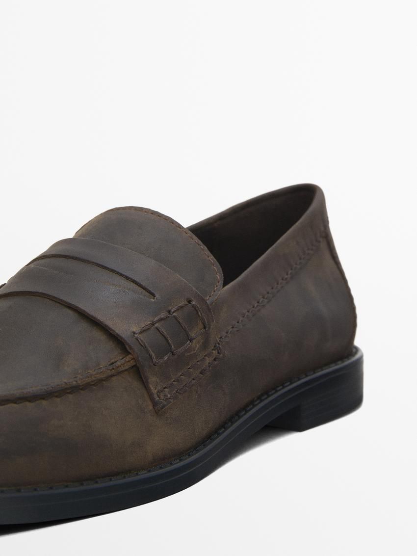 Massimo Dutti Leather Penny Women Loafers Dark Brown | US-AV7513089