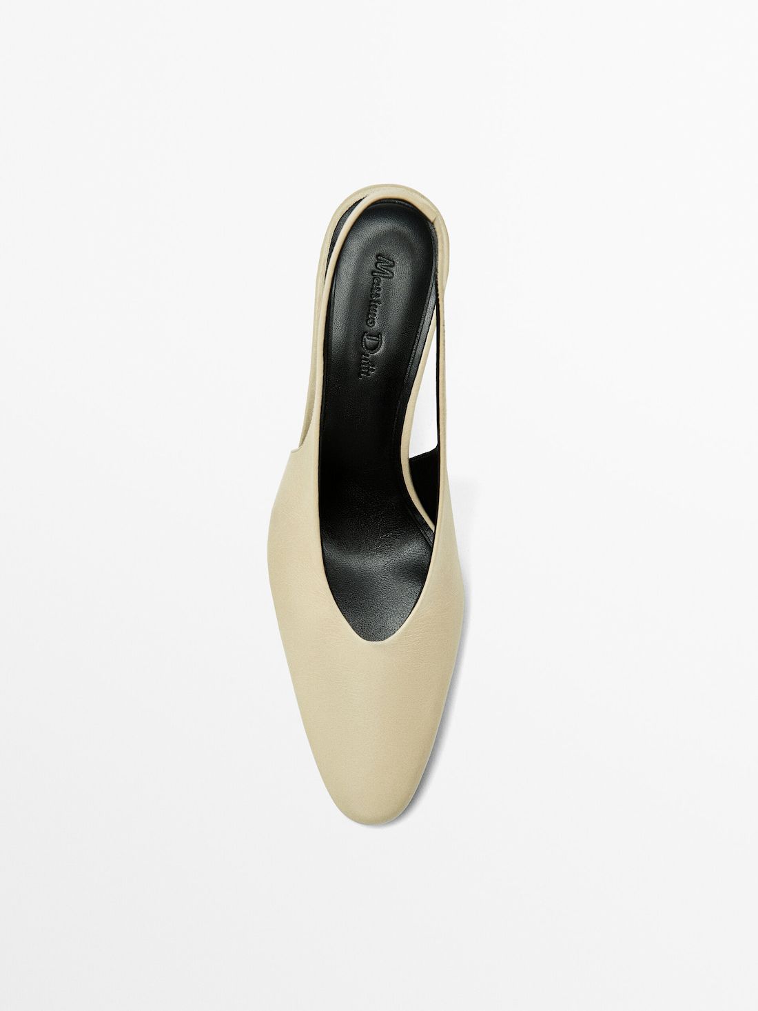 Massimo Dutti Leather Round Toe Women Slingback Shoes Cream | US-QZ8364590