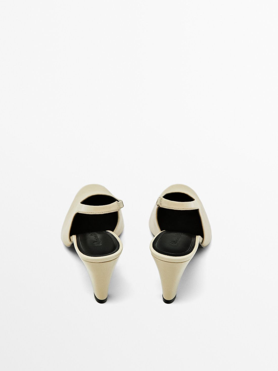 Massimo Dutti Leather Round Toe Women Slingback Shoes Cream | US-QZ8364590