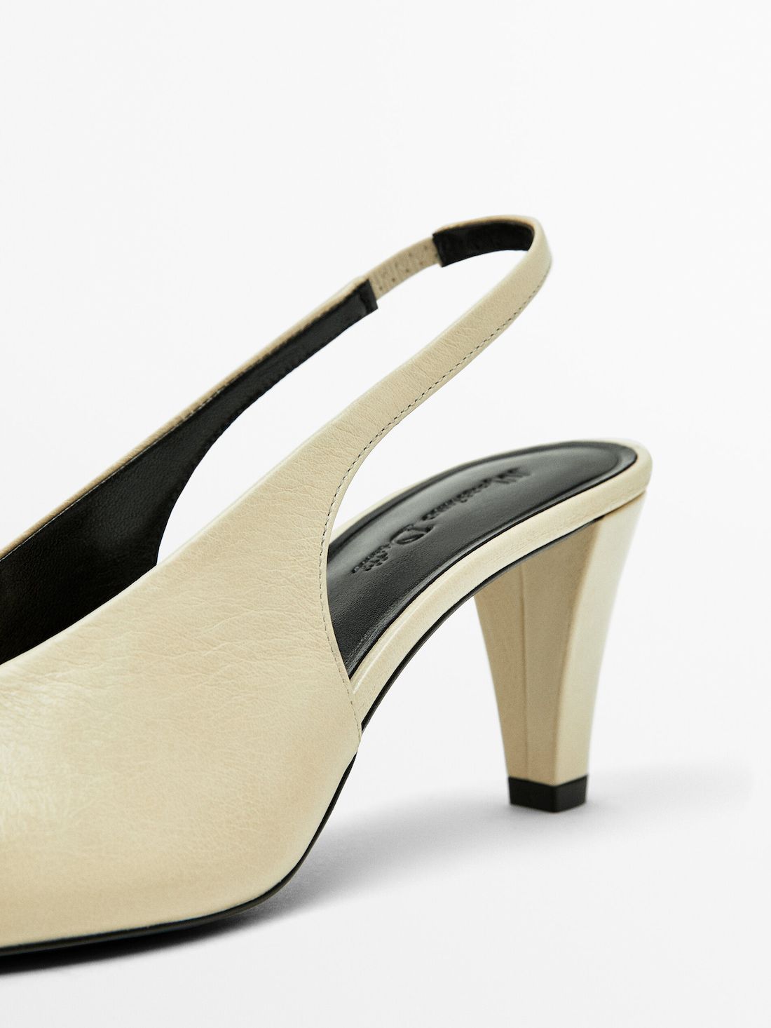 Massimo Dutti Leather Round Toe Women Slingback Shoes Cream | US-QZ8364590