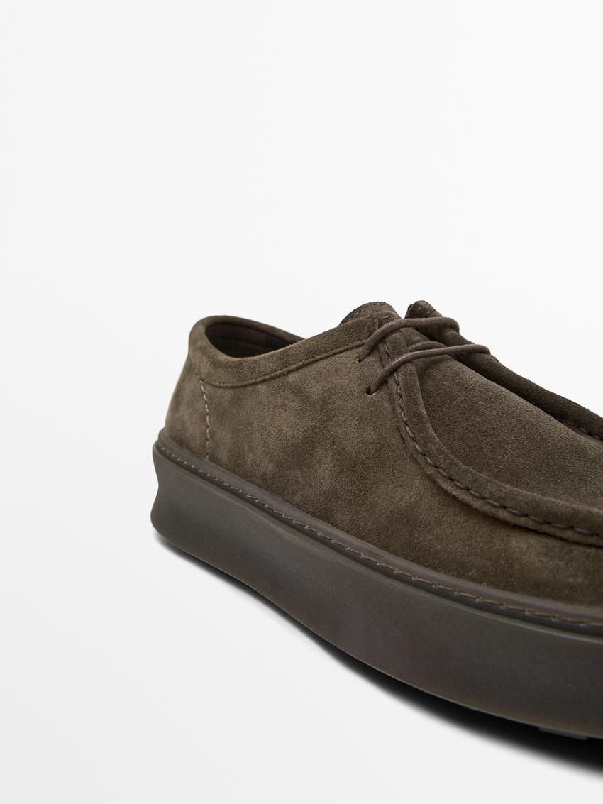 Massimo Dutti Leather Shoes With Moc Toe Men Slip On Shoes Brown Beige | US-UZ3407629