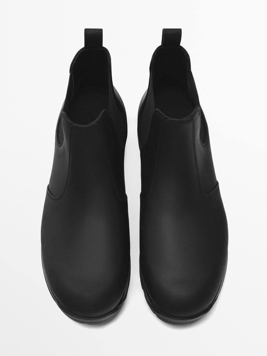 Massimo Dutti Leather Sock Ankle With Vibram Detail Men Chelsea Boots Black | US-XA3287019