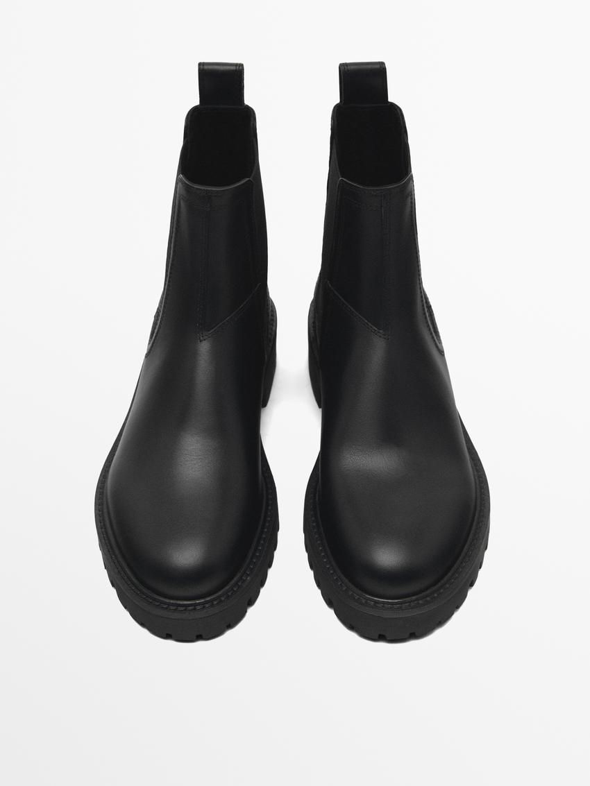 Massimo Dutti Leather Stretch Women Ankle Boots Black | US-YQ2594617