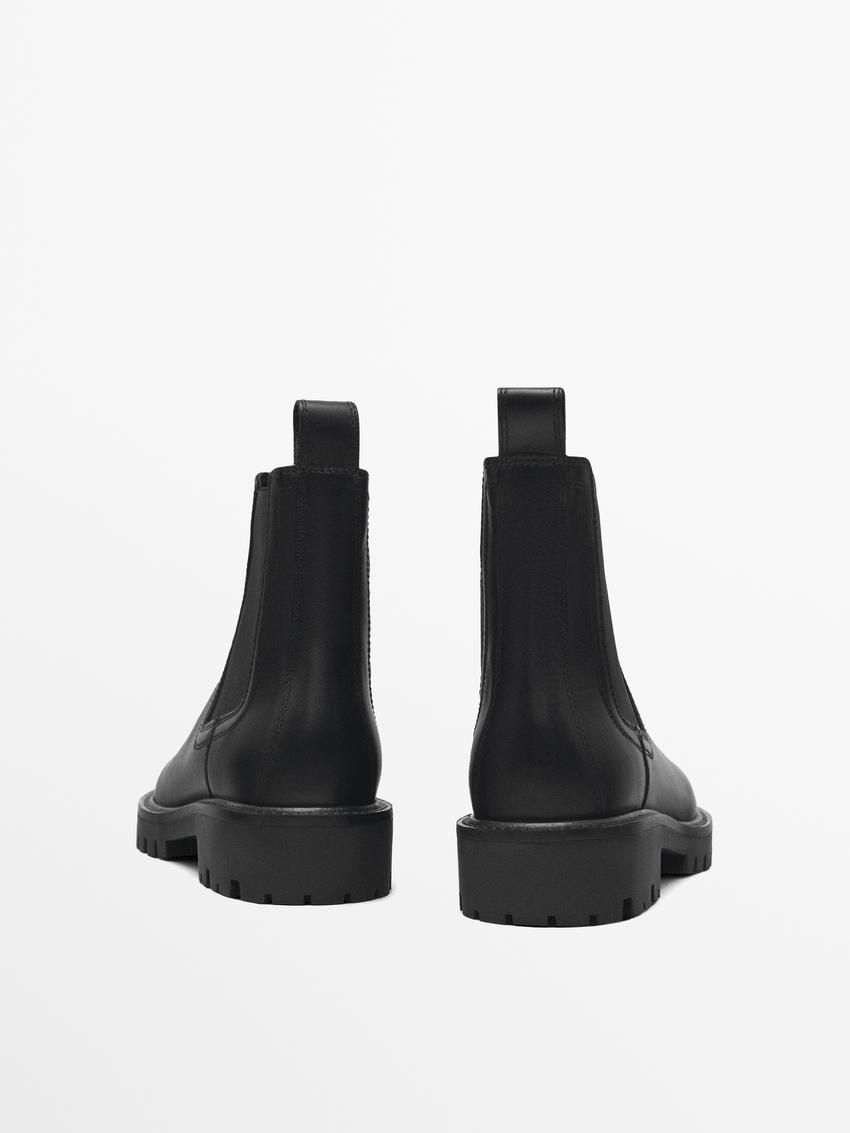 Massimo Dutti Leather Stretch Women Ankle Boots Black | US-YQ2594617