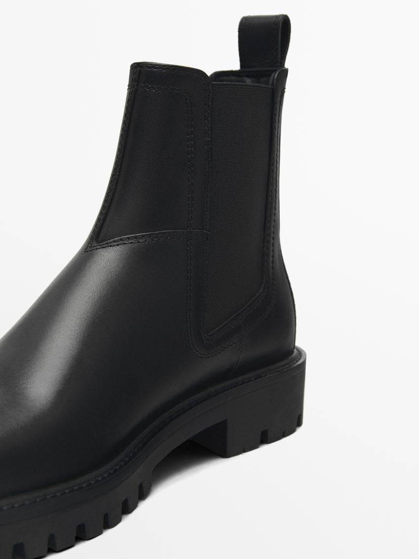 Massimo Dutti Leather Stretch Women Ankle Boots Black | US-YQ2594617