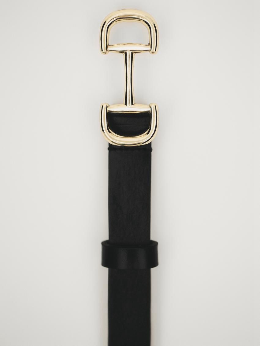 Massimo Dutti Leather With Double Buckle Women Belt Black | US-YZ3160742