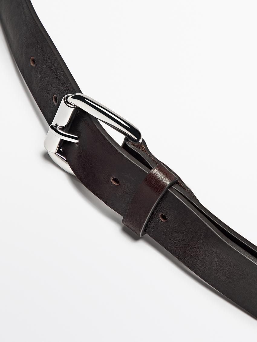 Massimo Dutti Leather With Studs Women Belt Dark Brown | US-PZ5083214