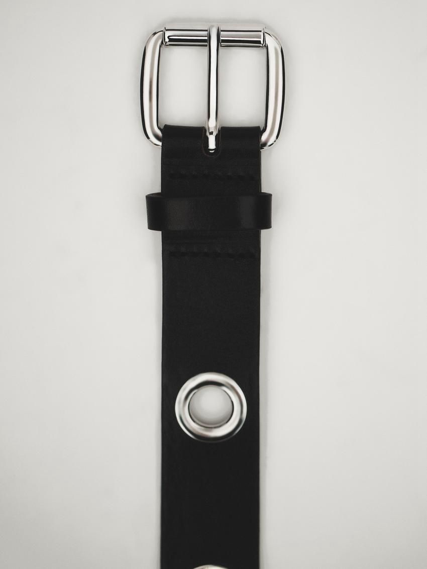 Massimo Dutti Leather With Studs Women Belt Dark Brown | US-PZ5083214