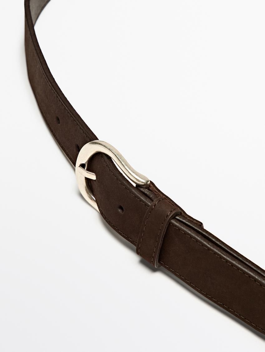 Massimo Dutti Leather With Topstitching Men Belt Brown | US-TW9824530