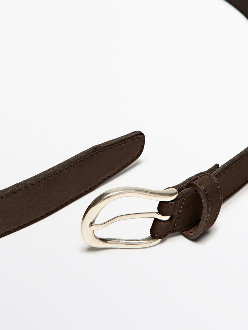 Massimo Dutti Leather With Topstitching Men Belt Brown | US-TW9824530