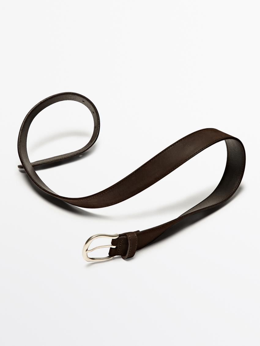 Massimo Dutti Leather With Topstitching Men Belt Brown | US-TW9824530