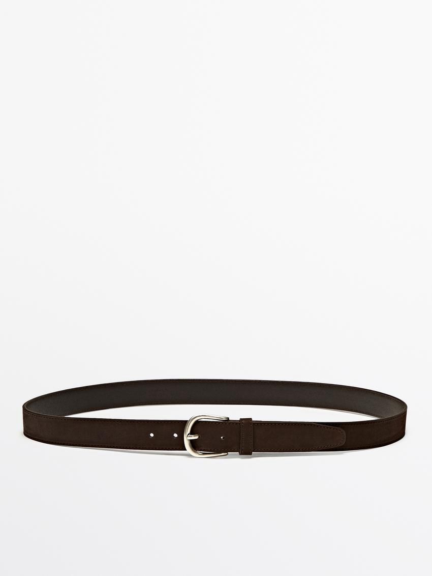 Massimo Dutti Leather With Topstitching Men Belt Brown | US-TW9824530
