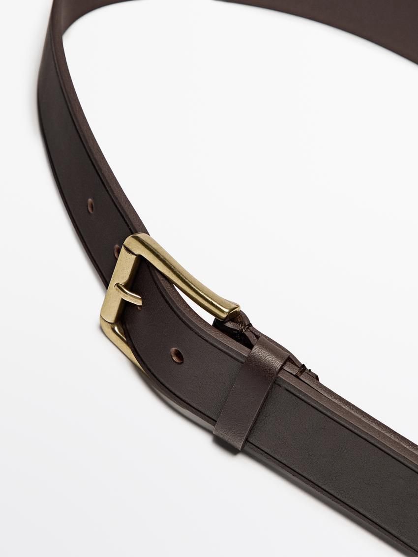 Massimo Dutti Leather With Trimmed Detail Men Belt Brown | US-KU2149870