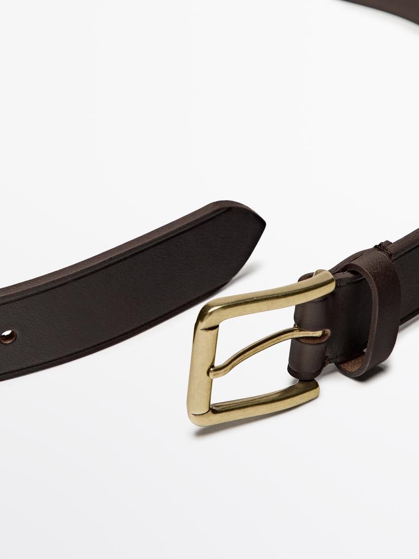 Massimo Dutti Leather With Trimmed Detail Men Belt Brown | US-KU2149870