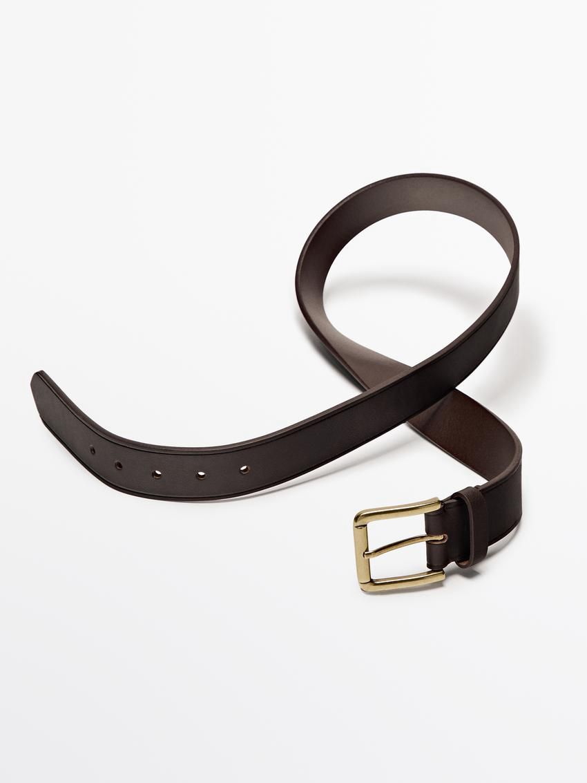 Massimo Dutti Leather With Trimmed Detail Men Belt Brown | US-KU2149870