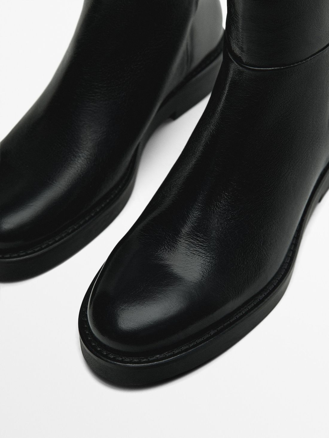 Massimo Dutti Leather Women Ankle Boots Black | US-LE7204936