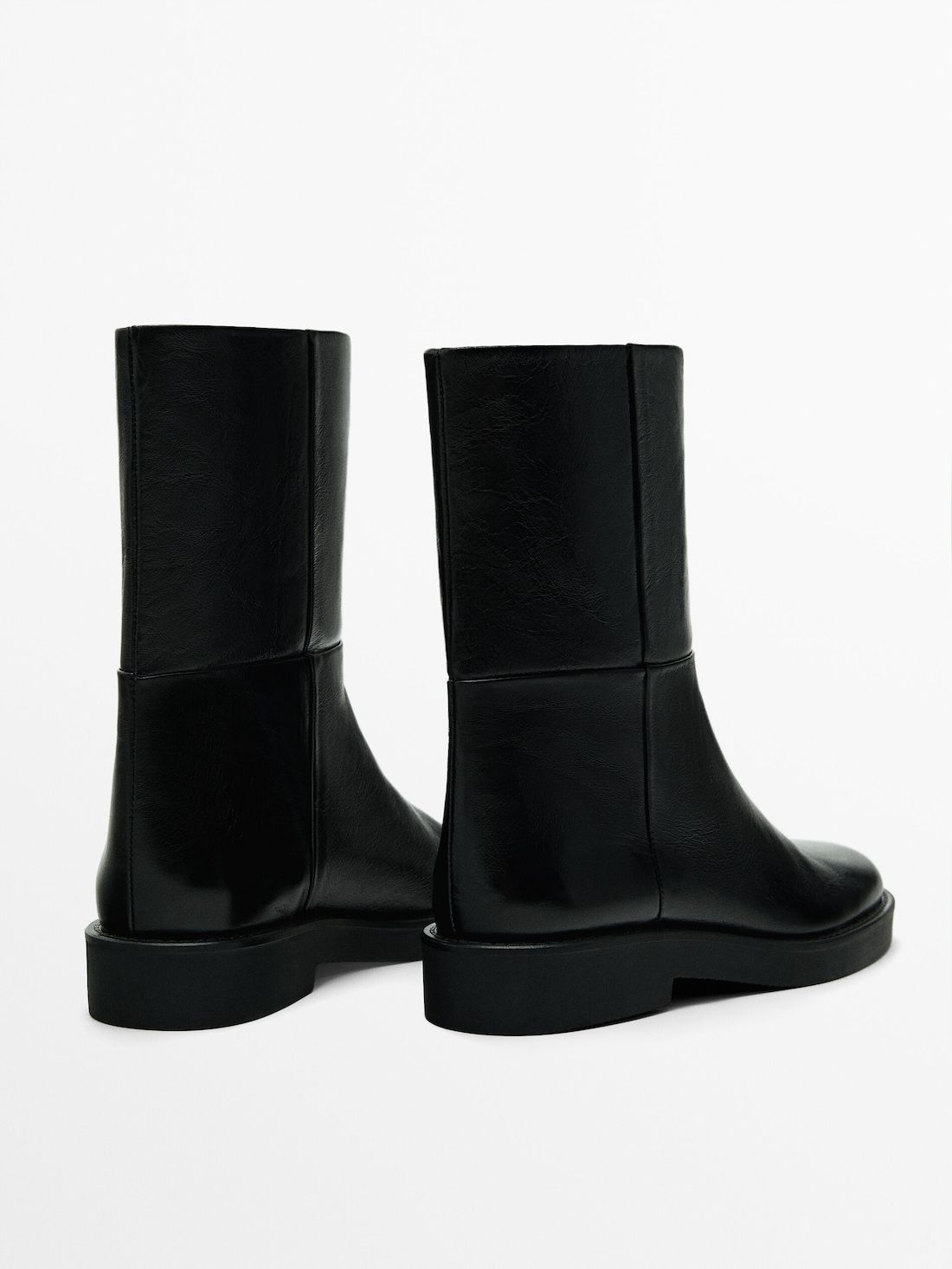Massimo Dutti Leather Women Ankle Boots Black | US-LE7204936