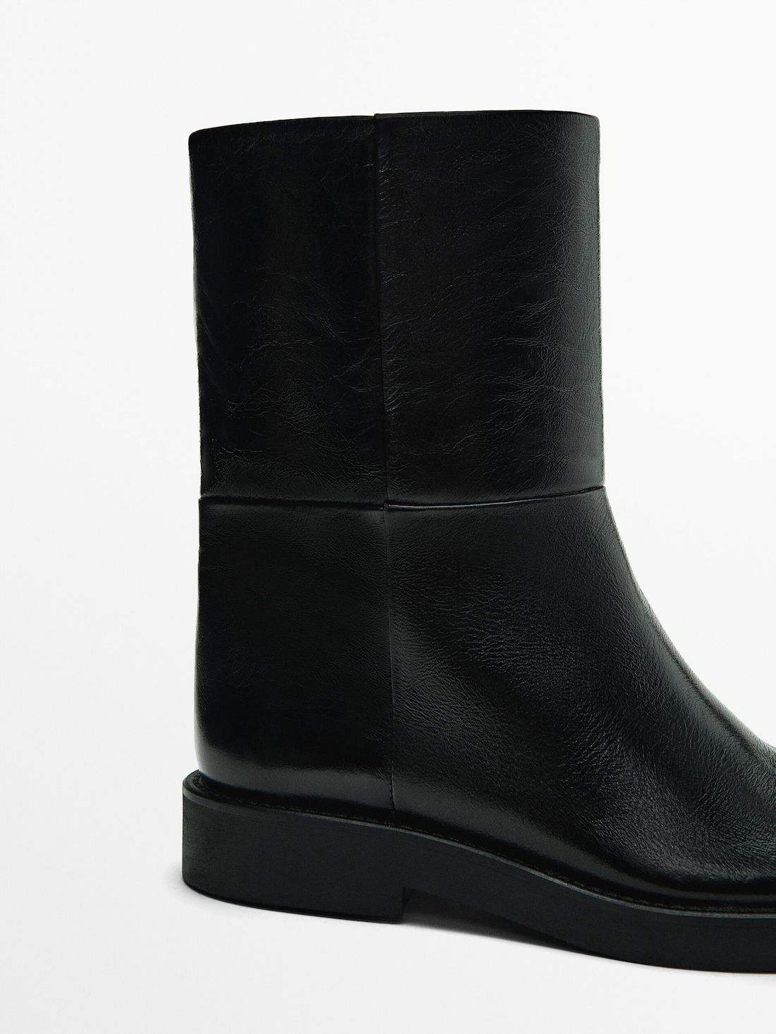 Massimo Dutti Leather Women Ankle Boots Black | US-LE7204936