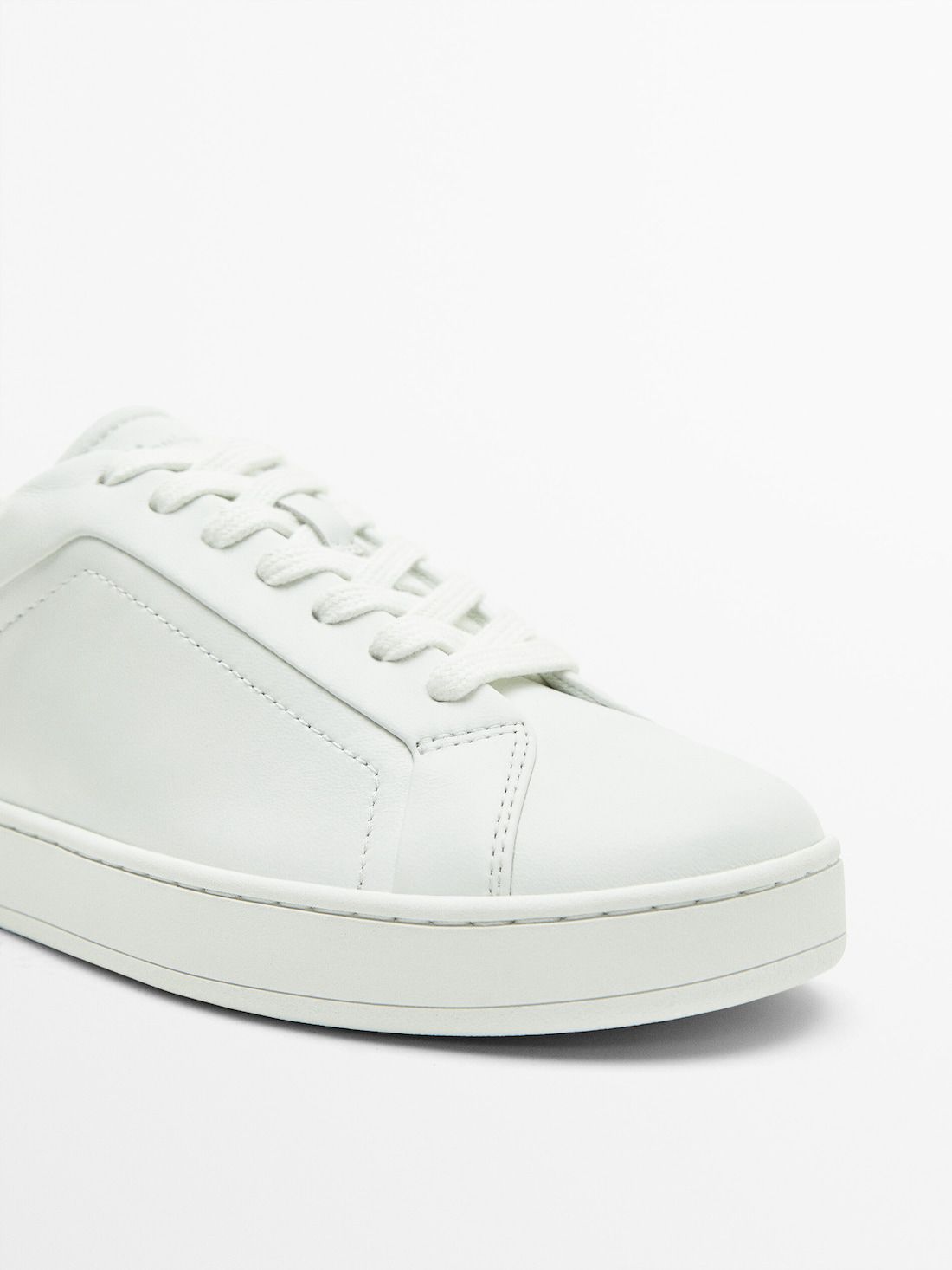 Massimo Dutti Leather Women Sneakers White | US-OQ3476129