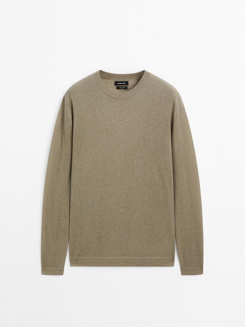 Massimo Dutti Lightweight Cashmere Knitted Men Jumpers Khaki | US-BA6725914