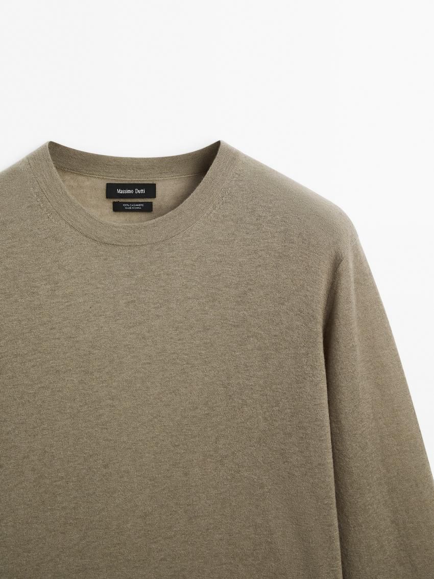 Massimo Dutti Lightweight Cashmere Knitted Men Jumpers Khaki | US-BA6725914