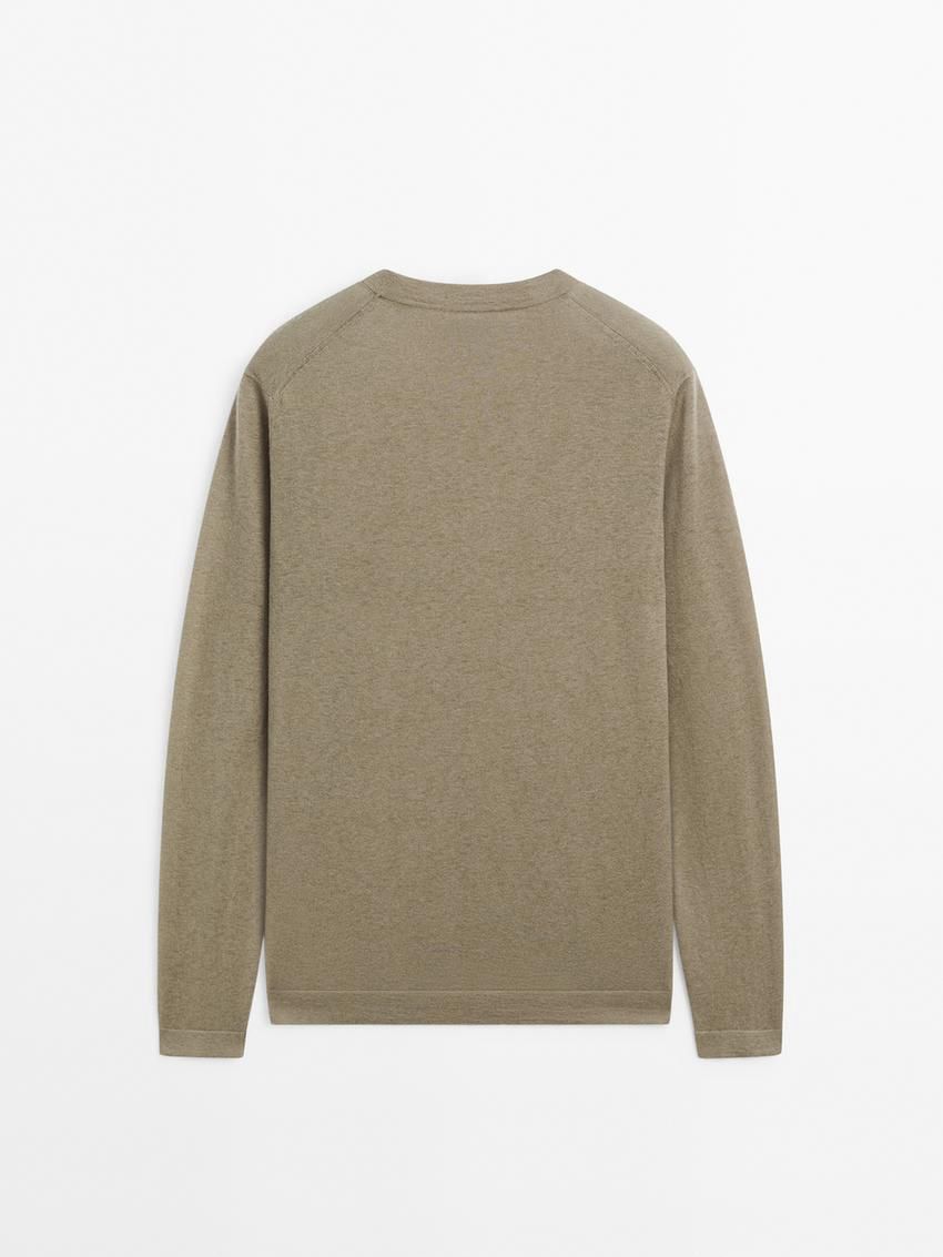 Massimo Dutti Lightweight Cashmere Knitted Men Jumpers Khaki | US-BA6725914