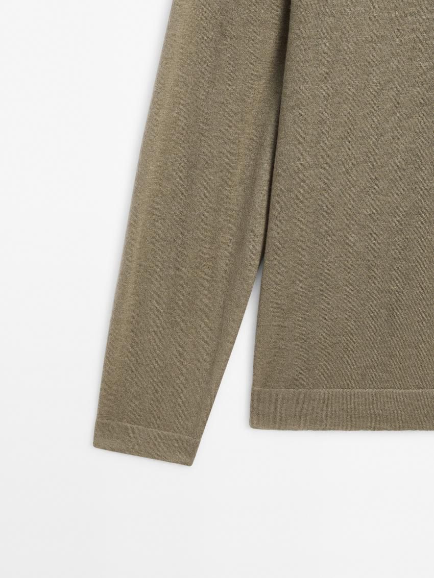 Massimo Dutti Lightweight Cashmere Knitted Men Jumpers Khaki | US-BA6725914