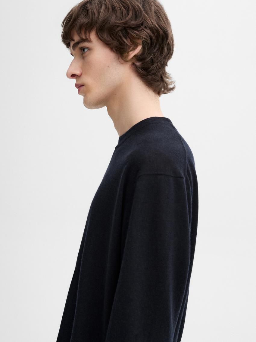 Massimo Dutti Lightweight Cashmere Knitted Men Jumpers Navy | US-GJ4937652