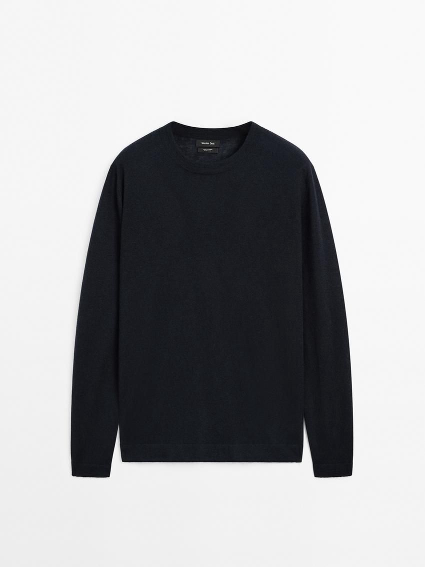 Massimo Dutti Lightweight Cashmere Knitted Men Jumpers Navy | US-GJ4937652