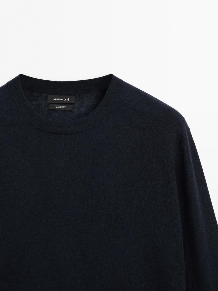 Massimo Dutti Lightweight Cashmere Knitted Men Jumpers Navy | US-GJ4937652