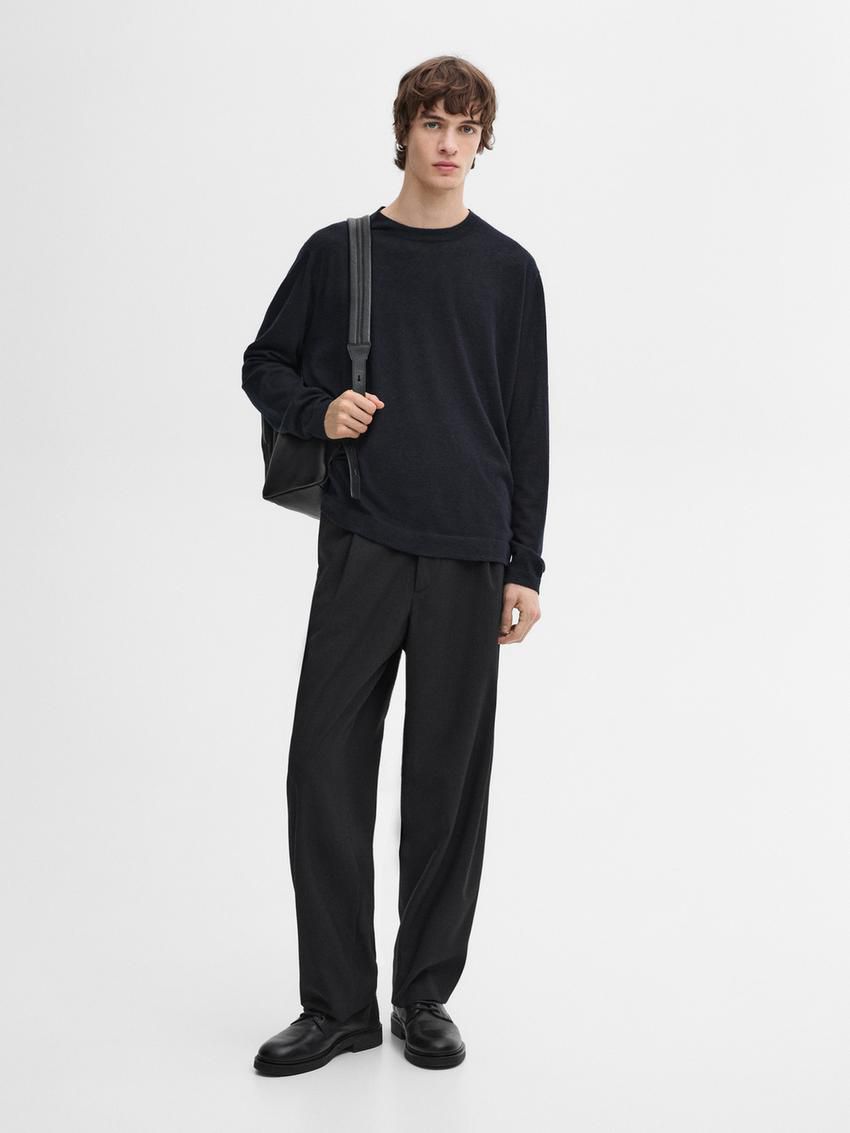 Massimo Dutti Lightweight Cashmere Knitted Men Jumpers Navy | US-GJ4937652