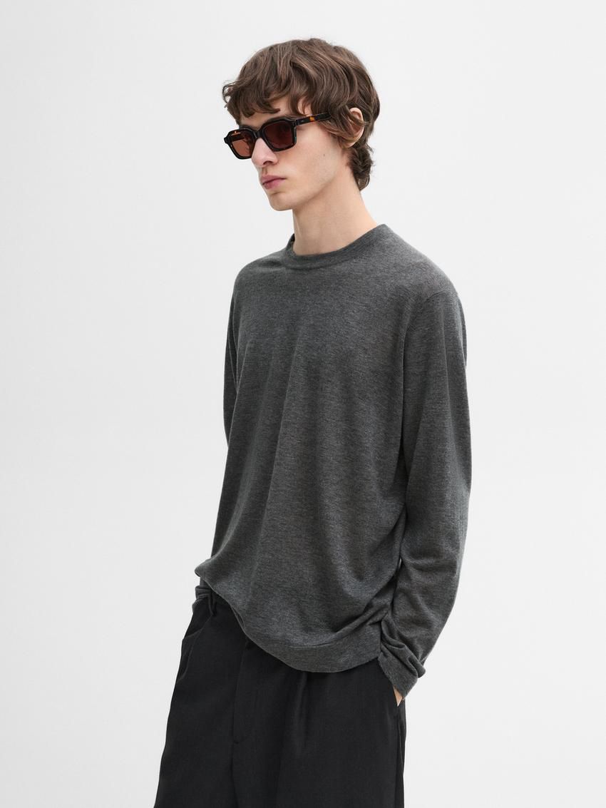 Massimo Dutti Lightweight Cashmere Knitted Men Jumpers Dark Grey | US-GH5036721