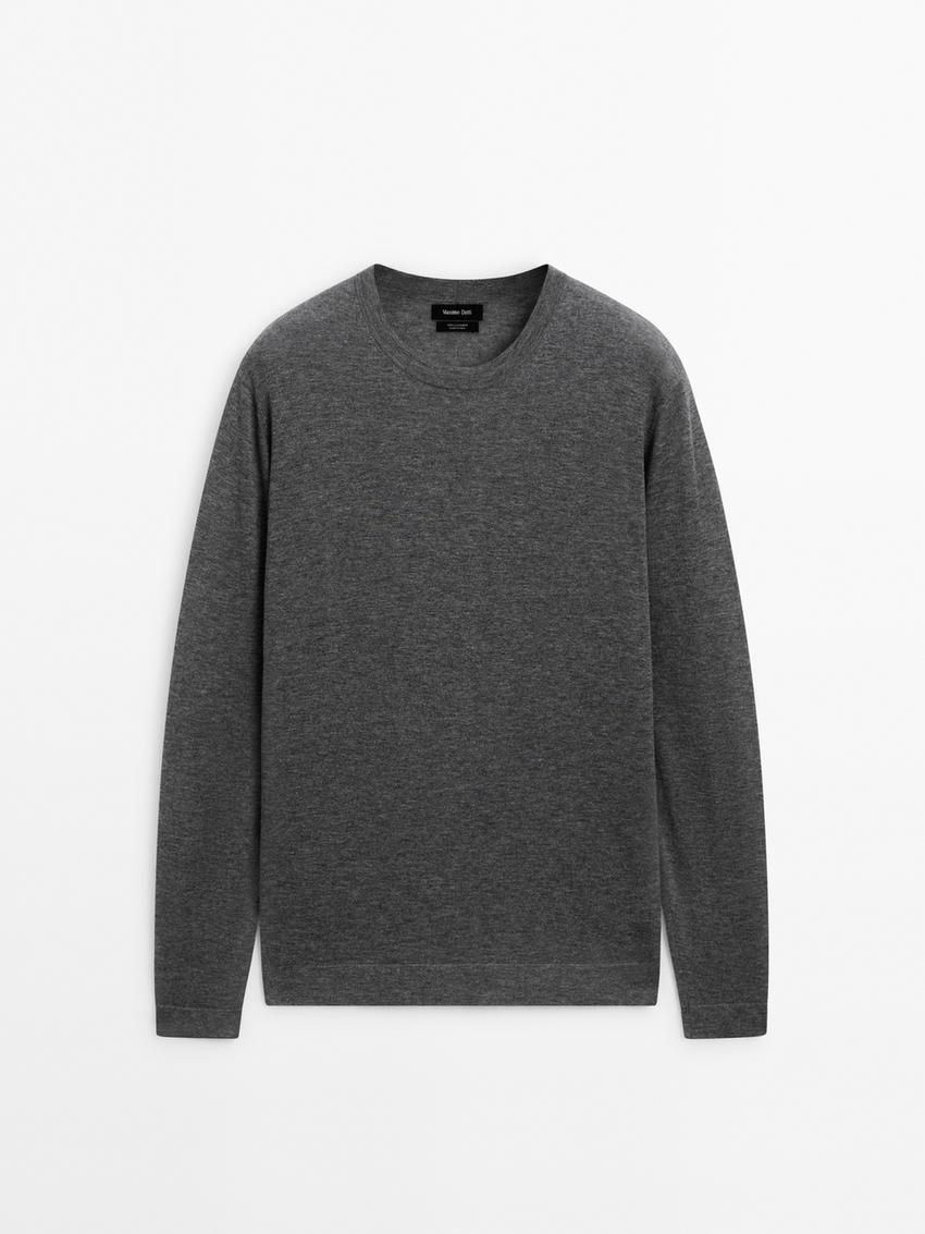 Massimo Dutti Lightweight Cashmere Knitted Men Jumpers Dark Grey | US-GH5036721