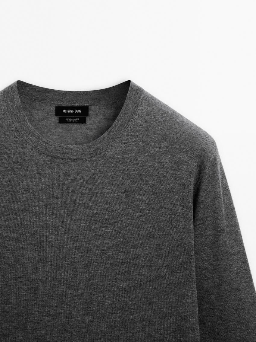 Massimo Dutti Lightweight Cashmere Knitted Men Jumpers Dark Grey | US-GH5036721
