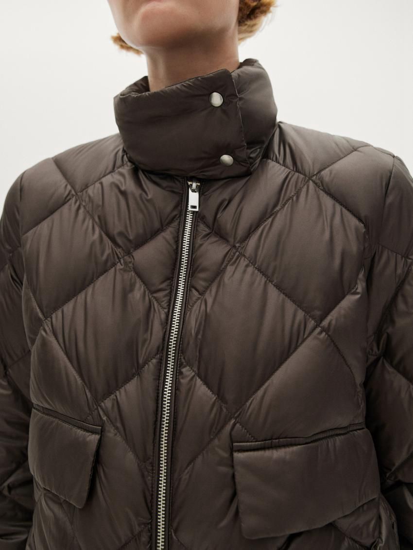 Massimo Dutti Lightweight Diamond Women Quilted Jacket Dark Brown | US-AR7426031