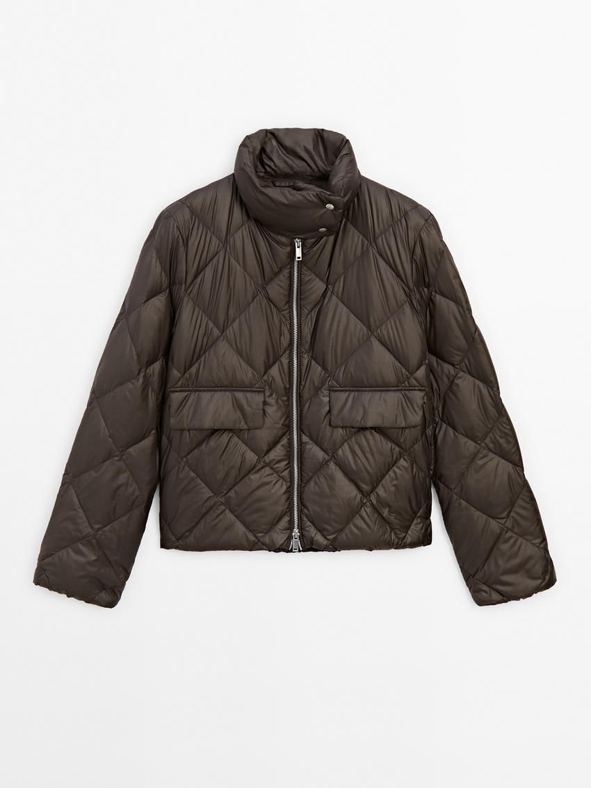Massimo Dutti Lightweight Diamond Women Quilted Jacket Dark Brown | US-AR7426031