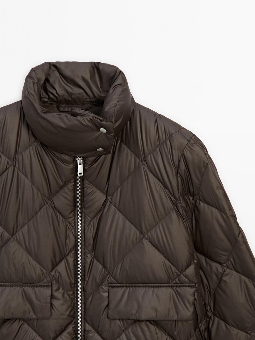 Massimo Dutti Lightweight Diamond Women Quilted Jacket Dark Brown | US-AR7426031