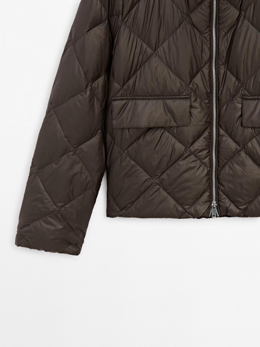 Massimo Dutti Lightweight Diamond Women Quilted Jacket Dark Brown | US-AR7426031