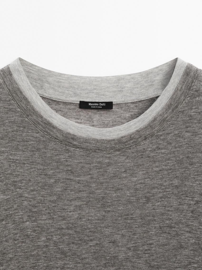 Massimo Dutti Lightweight Double-layer Wool Blend Women T-Shirt Grey | US-FL6749210
