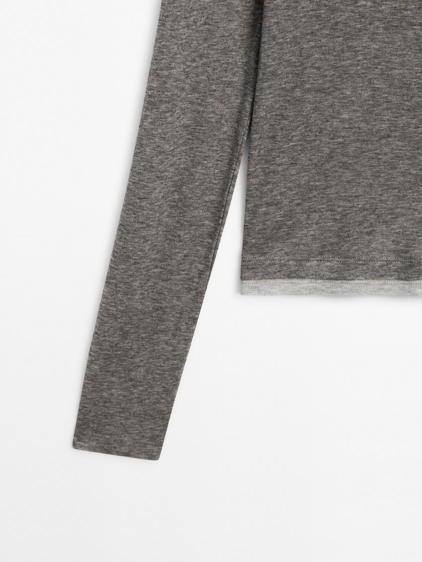Massimo Dutti Lightweight Double-layer Wool Blend Women T-Shirt Grey | US-FL6749210