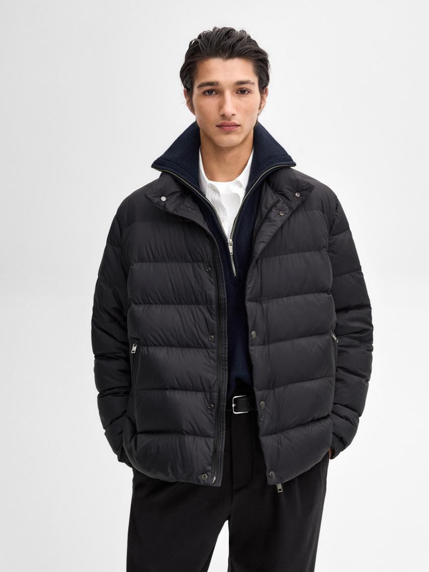 Massimo Dutti Lightweight Down Men Puffer Jacket Navy | US-YV8256917