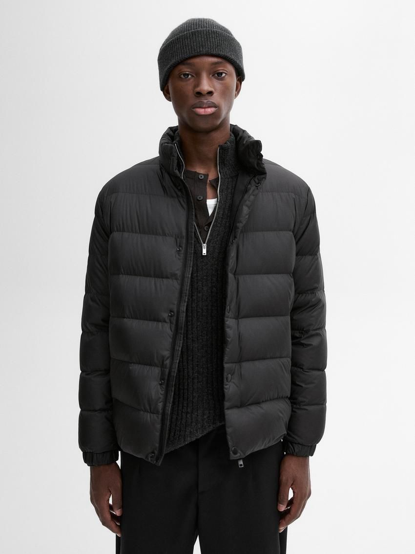 Massimo Dutti Lightweight Down Men Puffer Jacket Black | US-KV3549087