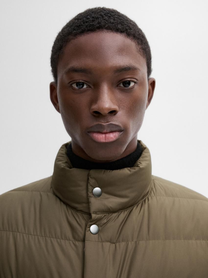 Massimo Dutti Lightweight Down Men Puffer Jacket Khaki | US-SN9085476