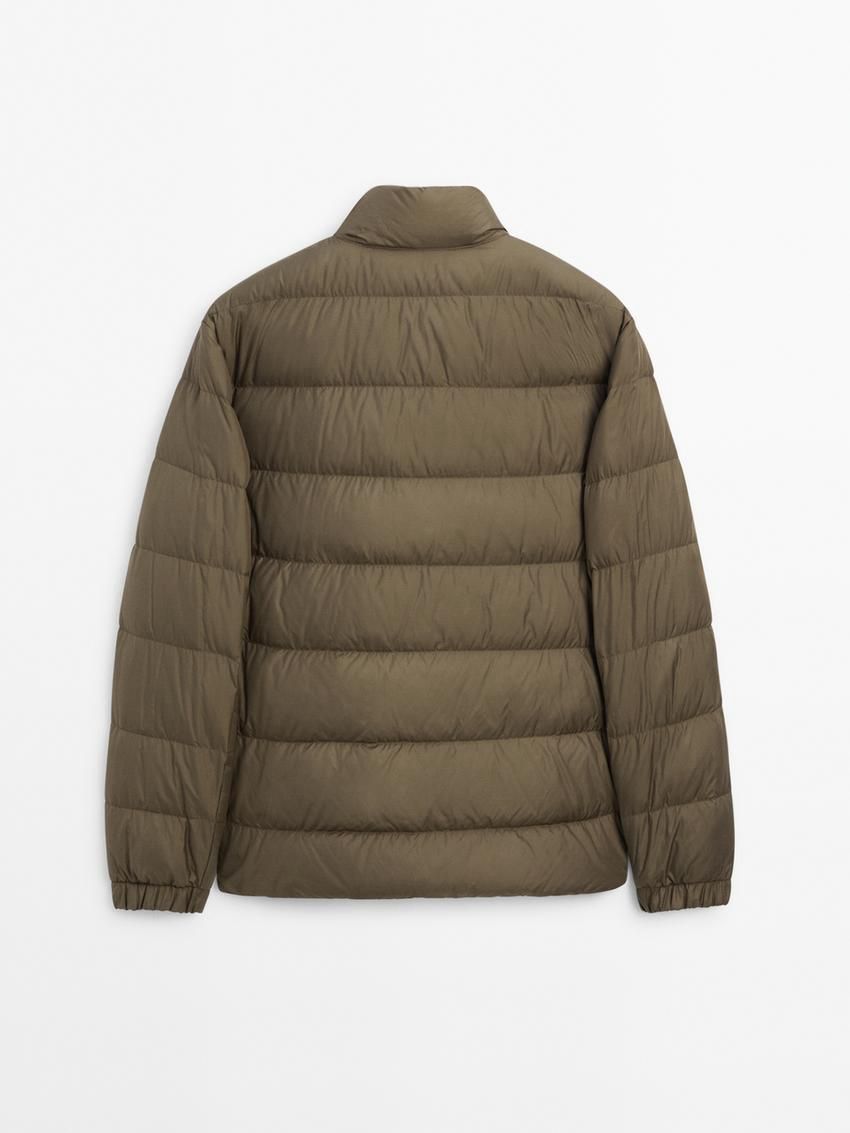 Massimo Dutti Lightweight Down Men Puffer Jacket Khaki | US-SN9085476