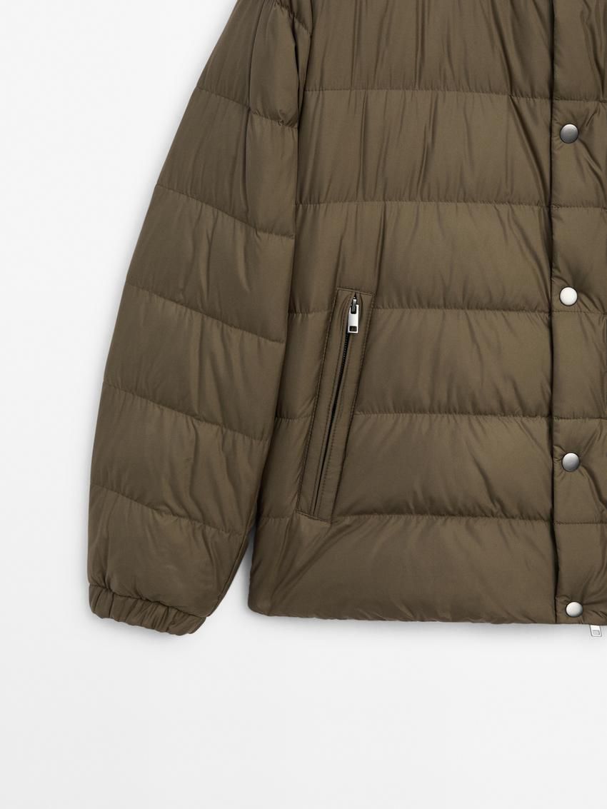 Massimo Dutti Lightweight Down Men Puffer Jacket Khaki | US-SN9085476
