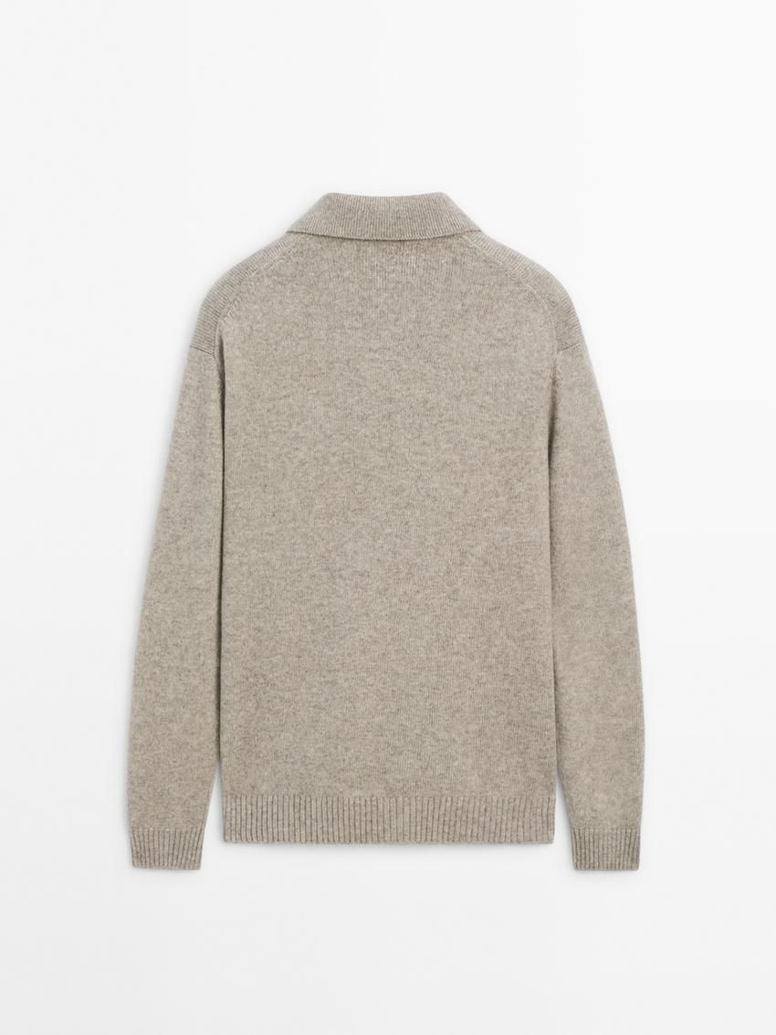 Massimo Dutti Lightweight Knit Polo Collar Men Sweater Brown Beige | US-MD5980612